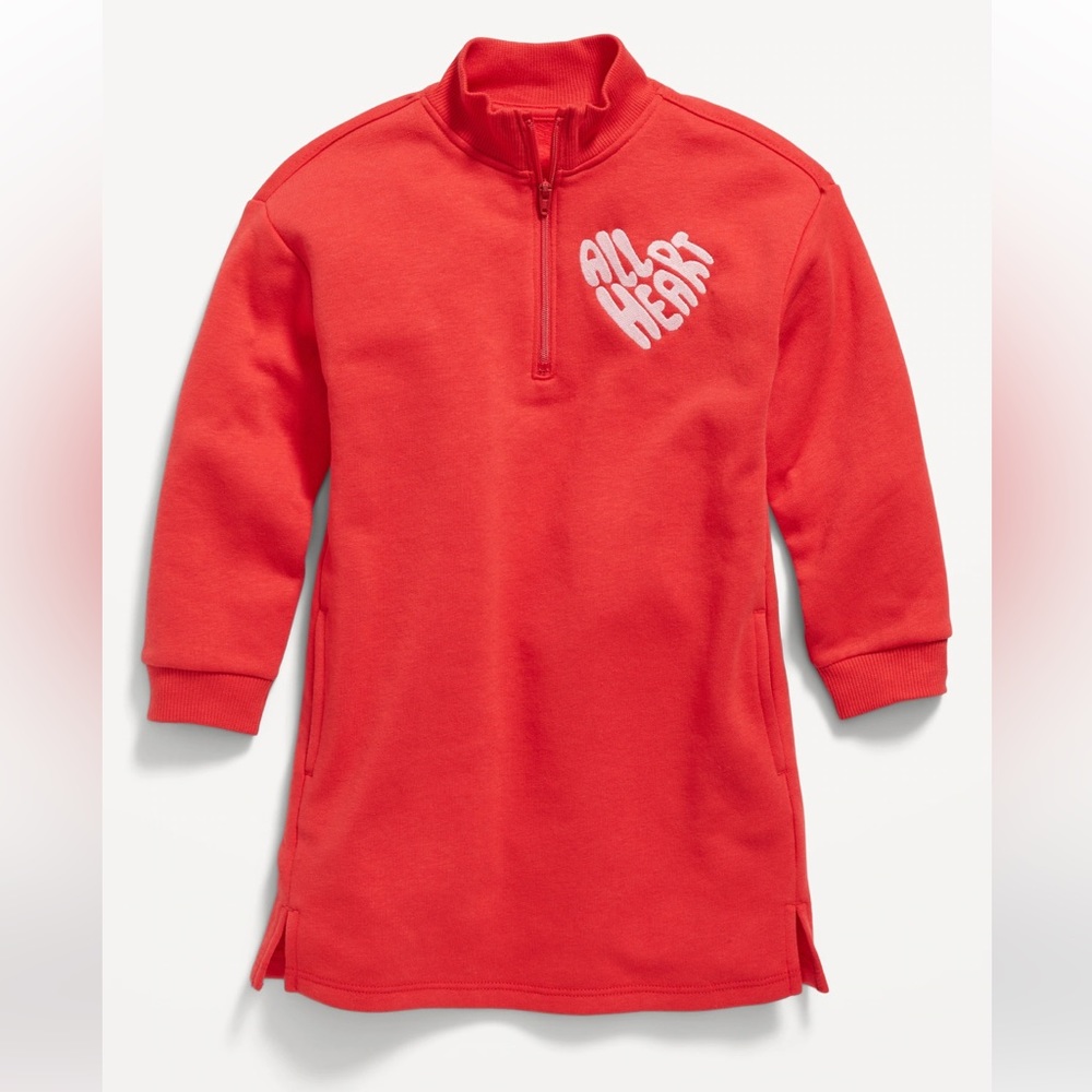 OLD‎ NAVY Long-Sleeve Quarter-Zip Sweatshirt Dress for Toddler Girls
